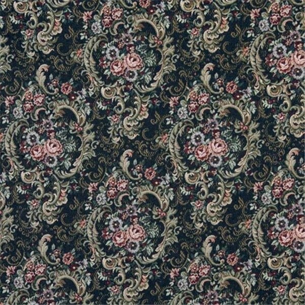 Designer Fabrics F642 54 in. Wide Navy; Gold And Burgundy; Floral Tapestry Upholstery Fabric F642 - main